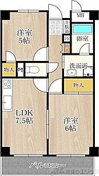 久光マンション 5階2LDKの間取り