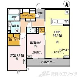 ロンジェヴィータ 2LDKの間取図画像
