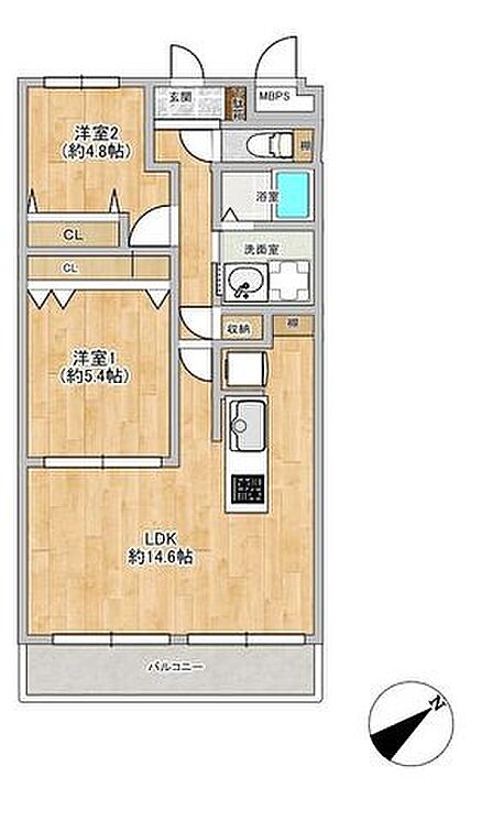 2SLDK 間取り