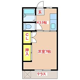 霧島キャッスル 1Kの間取図画像