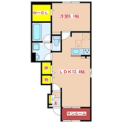 セレーノサンドウ1 1LDKの間取図画像