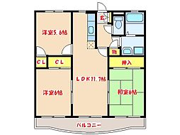 SKシャルマン 3LDKの間取図画像