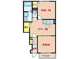 プラシード串木野 2DKの間取図画像