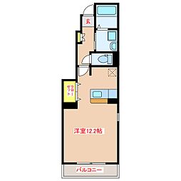 デフィ二葉 ワンルームの間取図画像