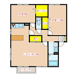 セジュールKR 2LDKの間取図画像