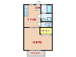 コーポ新本城 1DKの間取図画像