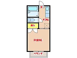 コーポオアシス 1Kの間取図画像