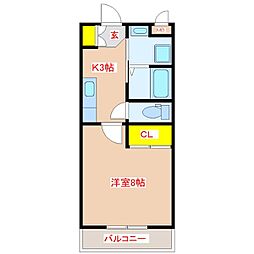Le・Lien 1Kの間取図画像