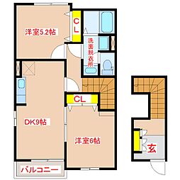 グリーンヒルズ清和　II 2階2DKの間取り