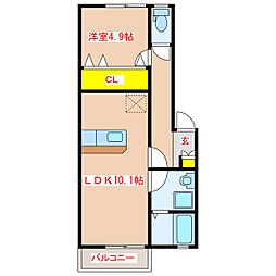 Ｐｒｅｎｄｒｅ 2階1LDKの間取り