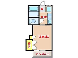 アイディアルコウガ 1Kの間取図画像