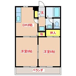 ドゥ・グランペール 2DKの間取図画像