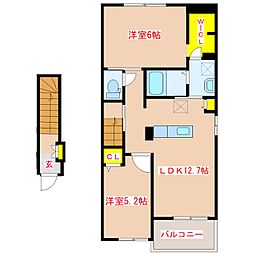 フランフルール 2LDKの間取図画像
