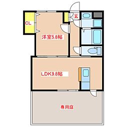 felice 1LDKの間取図画像