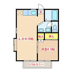 フラワーハウス 1LDKの間取図画像