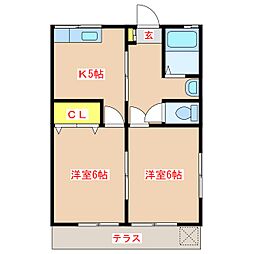コーポクレイドル 2Kの間取図画像