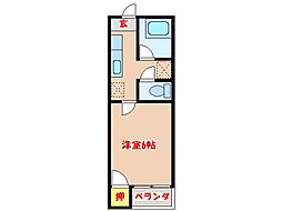 山野ハイツA 1Kの間取図画像