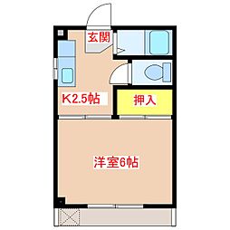ウエストハイツ 1Kの間取図画像