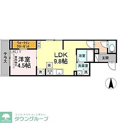セレスティア谷在家II 1LDKの間取図画像
