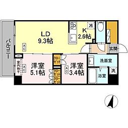 ロイジェント西新井 2LDKの間取図画像