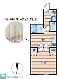 brillante paws 舎人 1DKの間取図画像