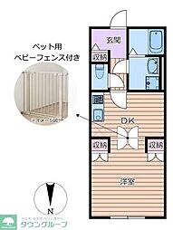 brillante paws 舎人 1DKの間取図画像