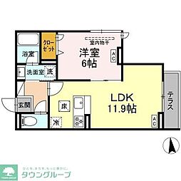 セレスティア東保木間II 1LDKの間取図画像