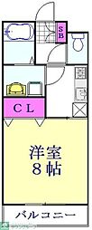 パレス八幡 1Kの間取図画像