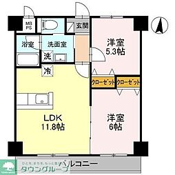 南越谷しののめ住宅 2LDKの間取図画像