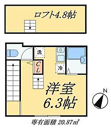 ソナーテラス 1Kの間取図画像
