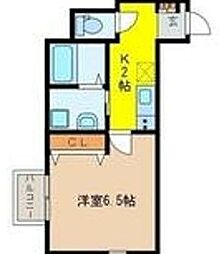 キャメル草加瀬崎2 1Kの間取図画像