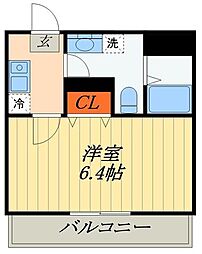 メルディア谷塚 1Kの間取図画像