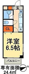 リバージュ北千住 1Kの間取図画像
