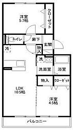 愛宕ビューハイツ 2LDKの間取図画像