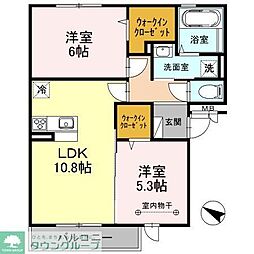 リヴェール 2LDKの間取図画像