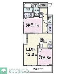 ブランノワレ 2LDKの間取図画像