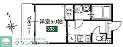 MELDIA舎人2 1Kの間取図画像