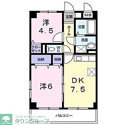 フラワーレジデェンス 2DKの間取図画像