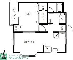 コーポ北嶋 1LDKの間取図画像
