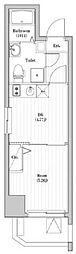 アーバハイツ六町1号館 1DKの間取図画像