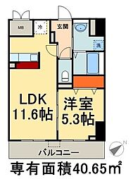 アビタ・ヴァン 1LDKの間取図画像