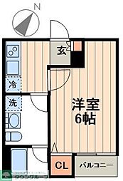 オーシャンレジデンス谷中 1Kの間取図画像