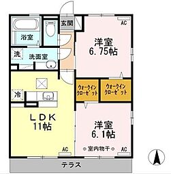 フローラ 2LDKの間取図画像