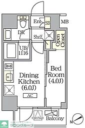 ジオエント町屋 1DKの間取図画像