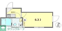 ミレハイムB 1Kの間取図画像