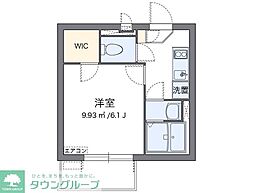 クレイノクリークハウス六町 2階1Kの間取り