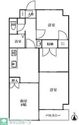 ファインクロス6番館 3階4DKの間取り