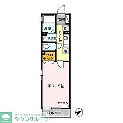プランドール 2階1Kの間取り