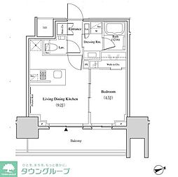 ザ・パークハビオ北千住 14階1LDKの間取り
