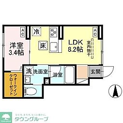 セレスティア竹ノ塚　A棟 1階1LDKの間取り